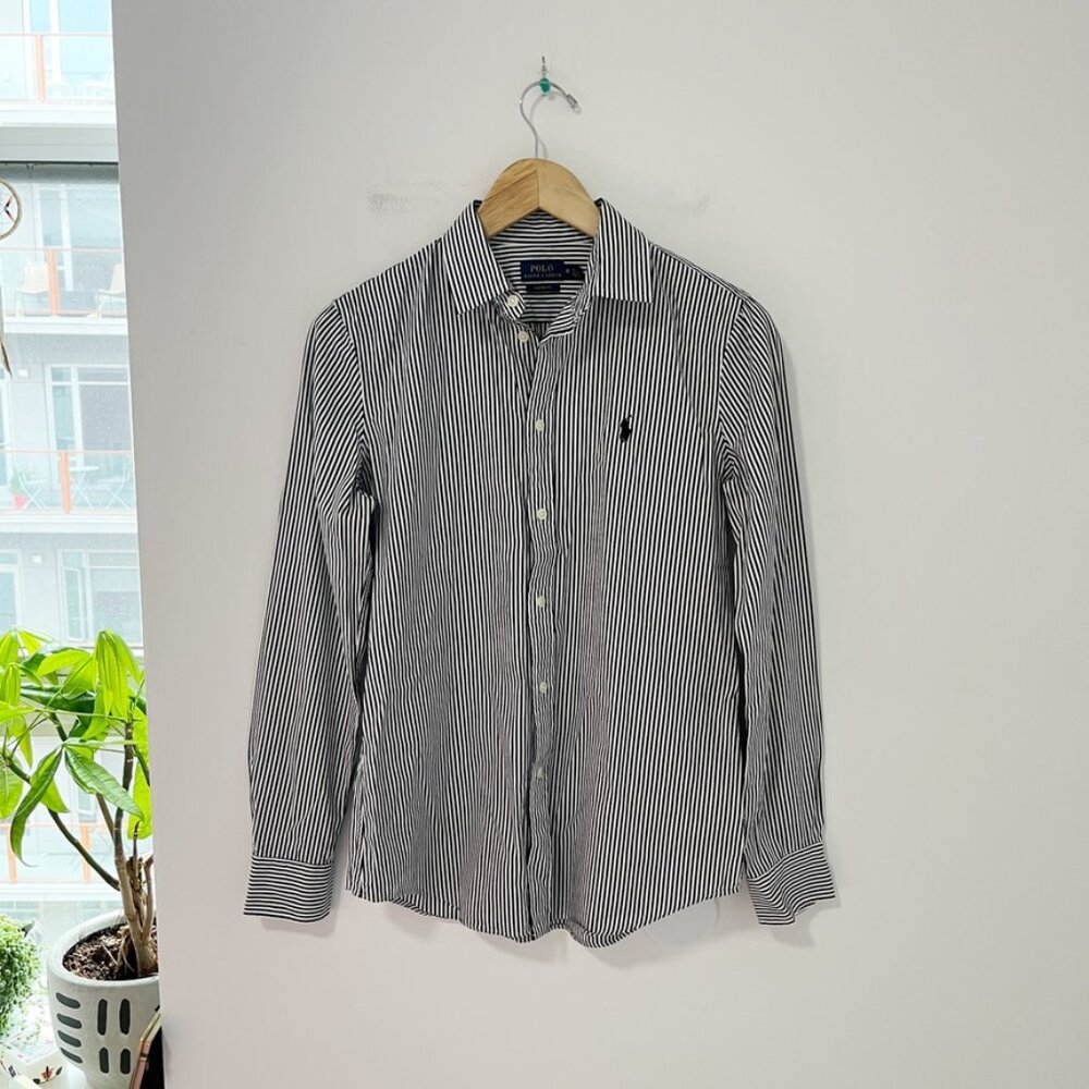 Polo by Ralph Lauren Black and White Striped Button Down Shirt